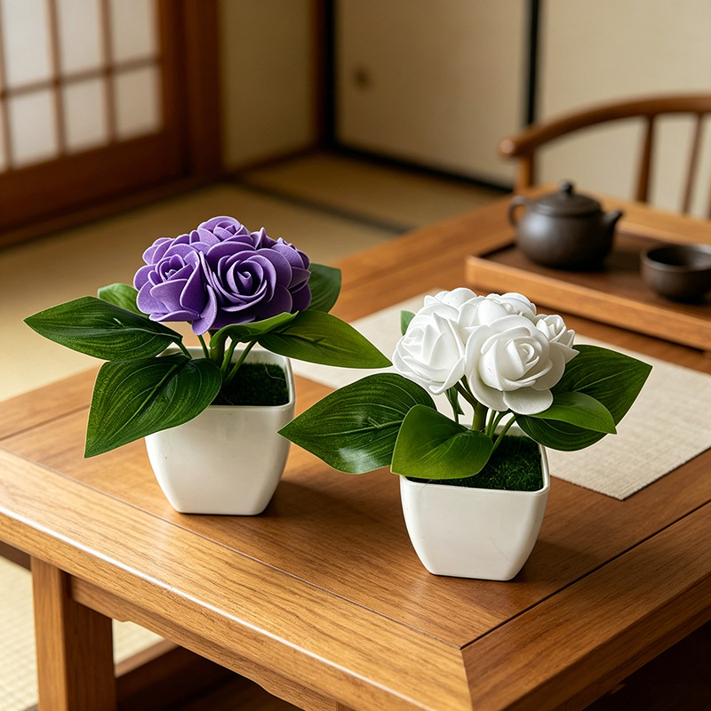 4pcs artificial 6 roses simula - Bonsai Garden Shop ulasan dan harga