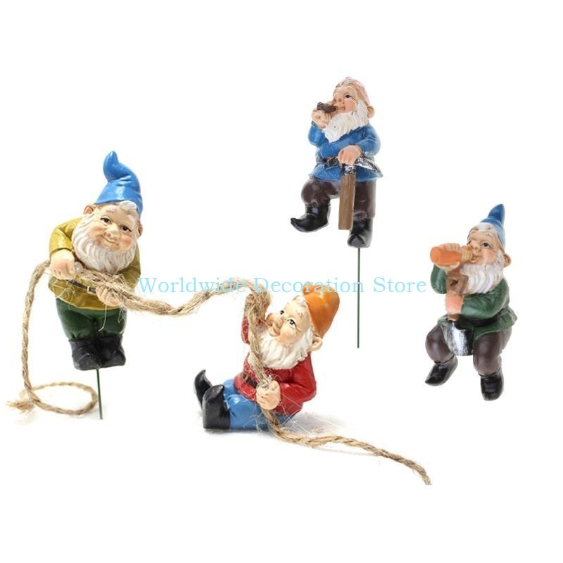 Q39B 4Pcs Dwarf Resin Figurine - Bonsai Garden Layout ulasan dan harga