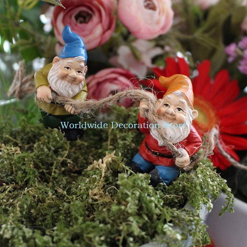 Q39B 4Pcs Dwarf Resin Figurine - Bonsai Garden Layout ulasan dan harga